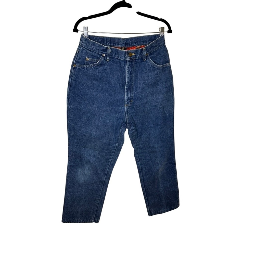 L.L.Bean Vintage Flannel Lined Jeans Womens Size 16 Blue High Rise Mom Jeans